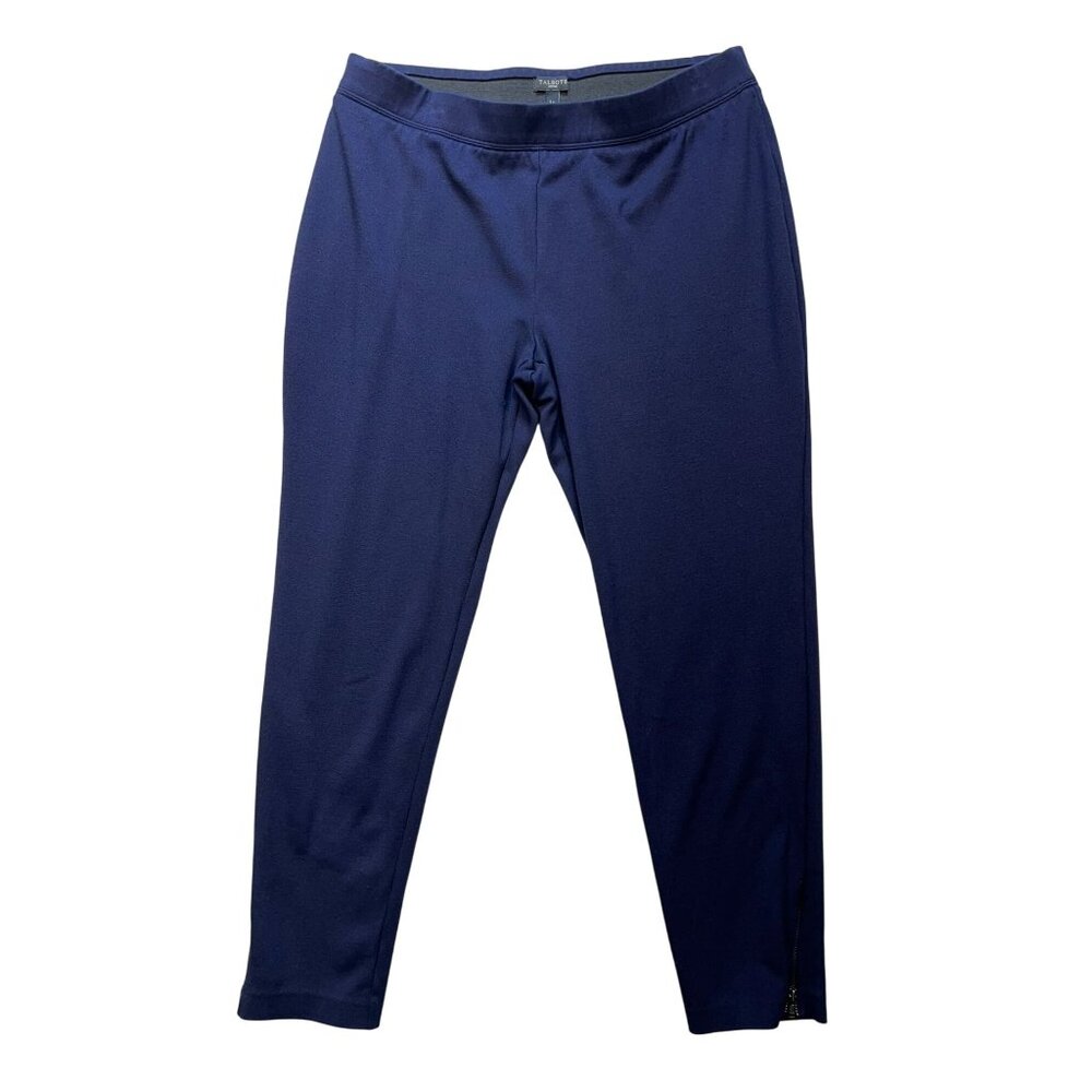 Talbots Womens  Ankle Pants Large Petites Navy Blue Skinny Slim Stretch Casual